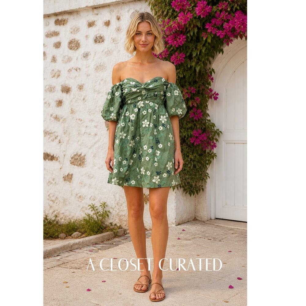 Eddy Off Shoulder Mini Dress XS Green